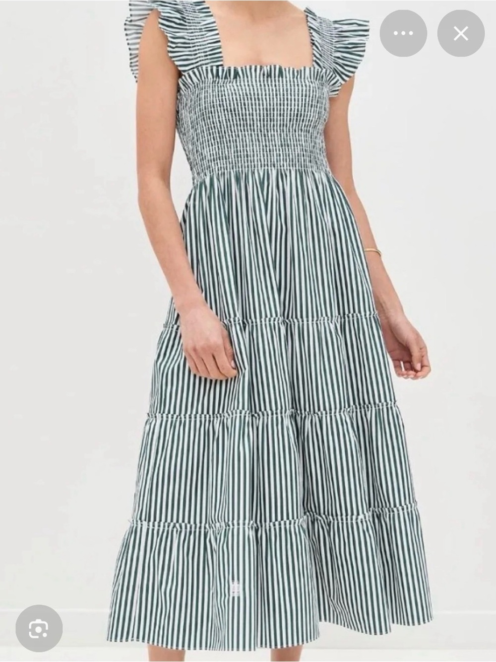 Hill House Ellie Nap Dress in green stripe